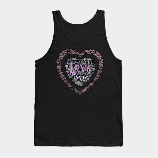 Word Cloud Original Art Double Heart Love Tank Top by ckandrus